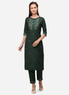 Vv Rasam Cotton Embroidery Work Fancy Ethnic Wear Kurti With Bottom Collection
