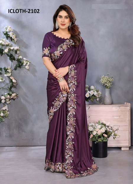 Icloth Vol 1 By Prima Wine Colour Online Party Wear Designer Sarees Wholesale Online