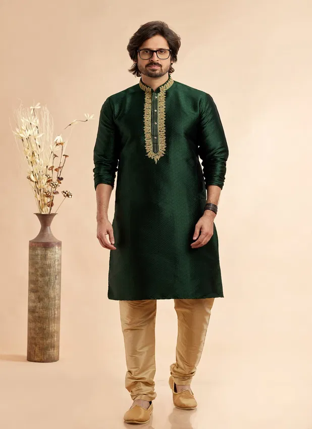 Jacquard Art Silk Kurta With Dhupion Bottom Pajama