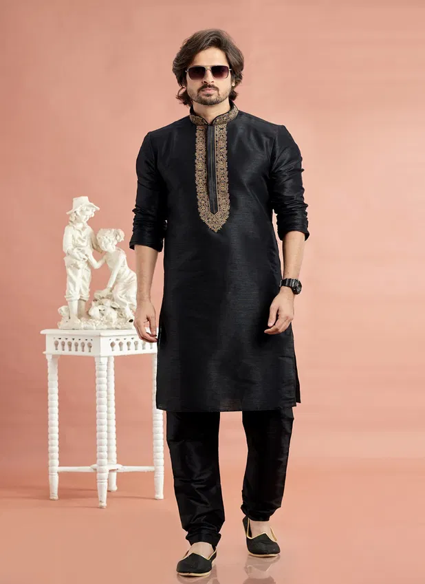 Banarasi Silk With Embroidery Work Kurta Pajama