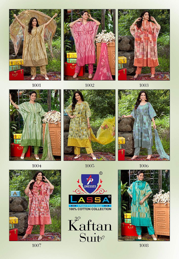 Ap Lassa Kaftan Suit 1 Fancy Wear Kaftan Style Printed Cotton Designer Dress Material Collection