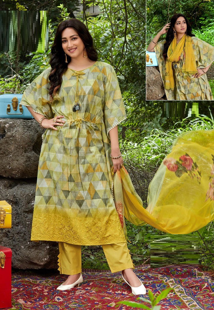 Ap Lassa Kaftan Suit 1 Fancy Wear Kaftan Style Printed Cotton Designer Dress Material Collection