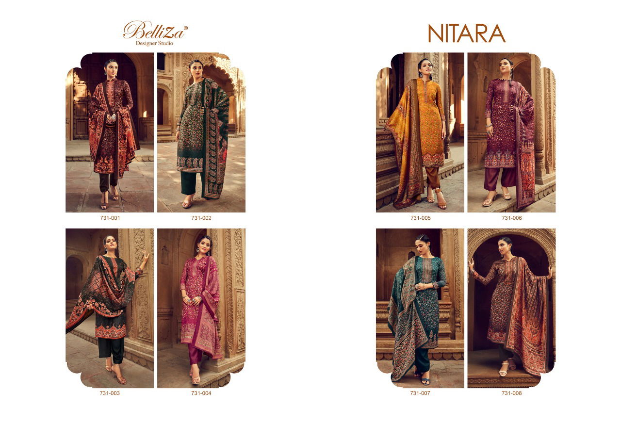 Belliza Nitara New Fancy Wear Printed Pashmina Dress Material Collection 