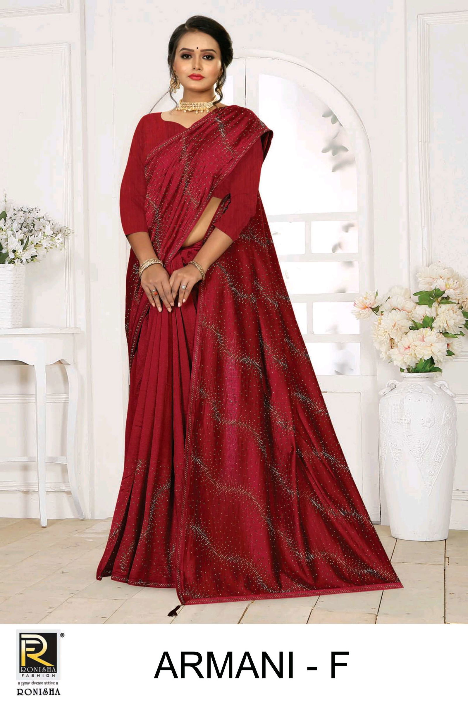 Ronisha Armani Siroski Stone Fancy Party Wear Designer Saree Collection