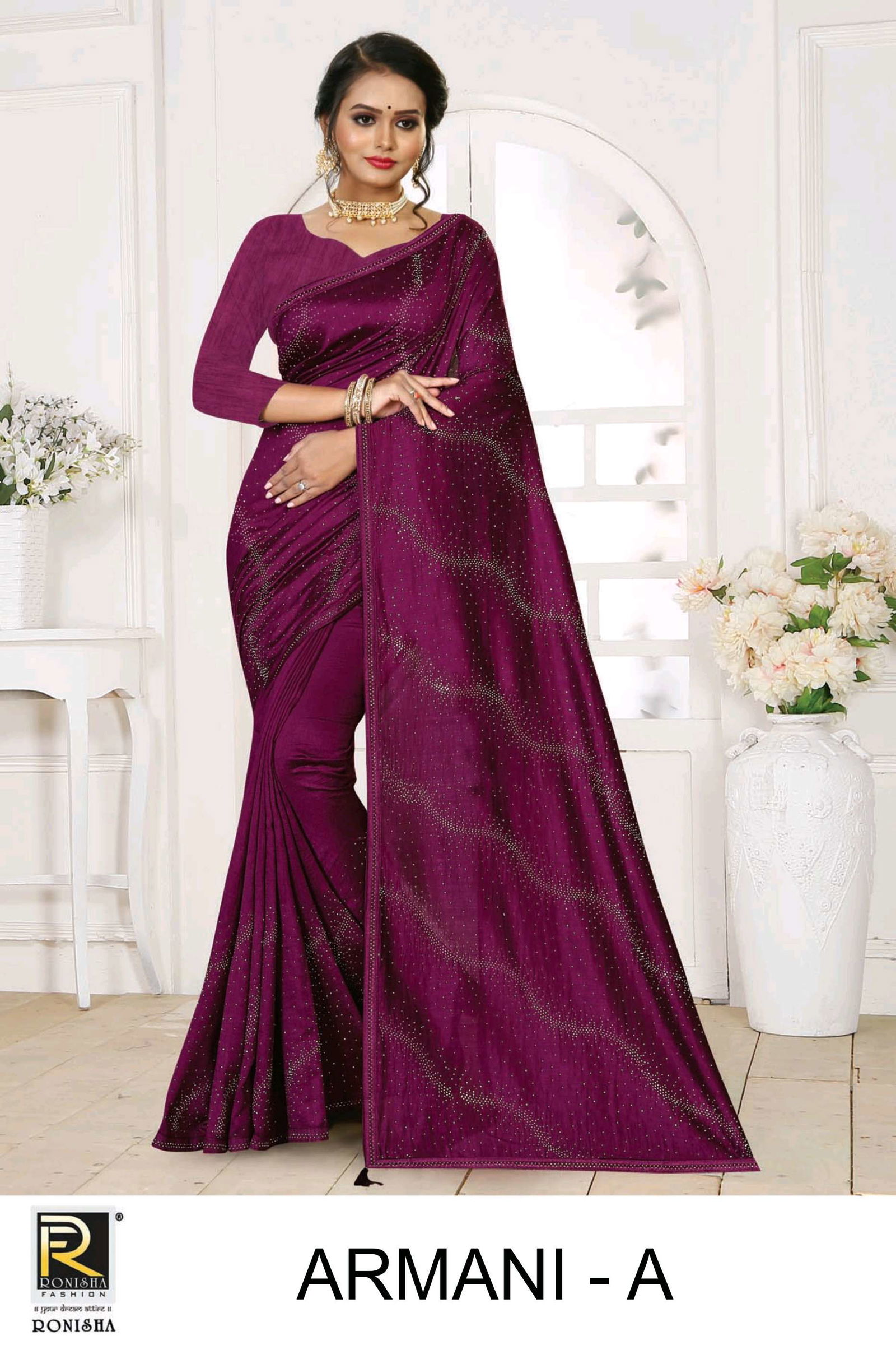 Ronisha Armani Siroski Stone Fancy Party Wear Designer Saree Collection