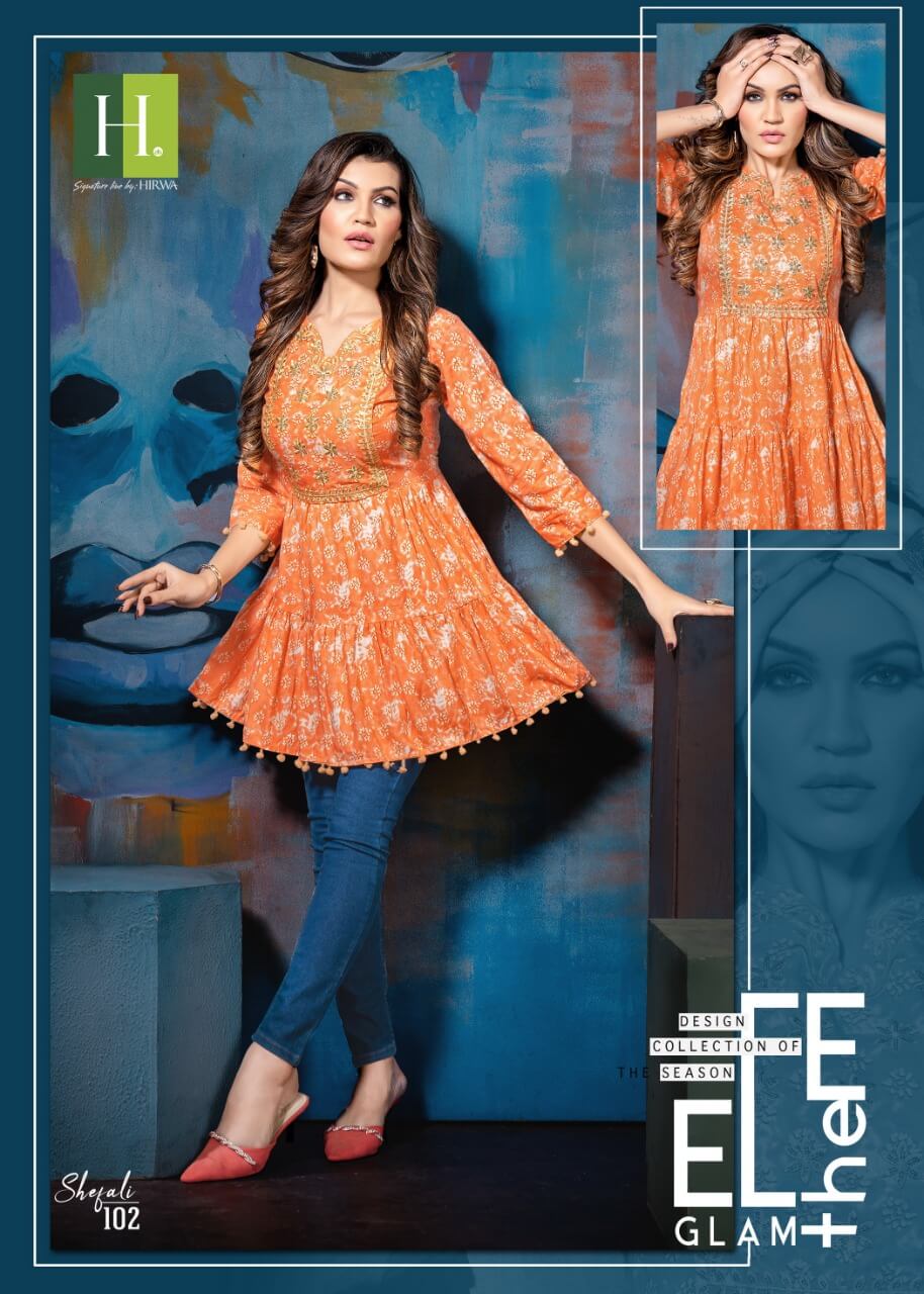 Hirwa Shefali Ethnic Wear Western Wholesale Rayon Top Collection