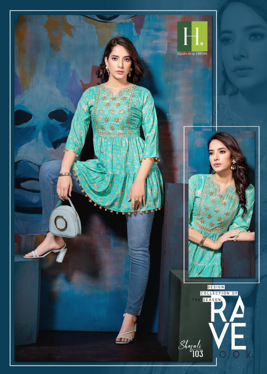 Hirwa Shefali Ethnic Wear Western Wholesale Rayon Top Collection