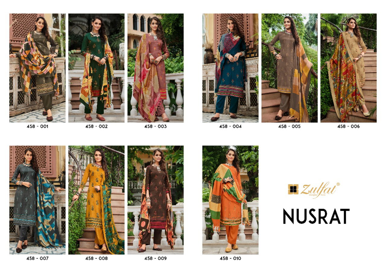 Zulfat Nusrat Pashmina Casual Wear Wholesale Dress Material Collection 