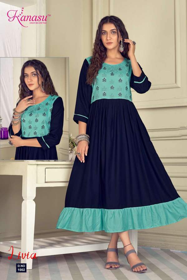 Kanasu Livia Ethnic Wear Wholesale Embroidery Kurti Collection