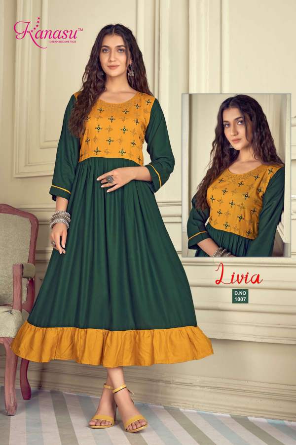 Kanasu Livia Ethnic Wear Wholesale Embroidery Kurti Collection