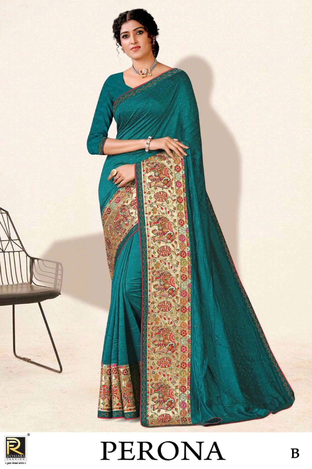 Ronisha Perona Embroidery Festive Wear Wholesale Designer Sarees Catalog