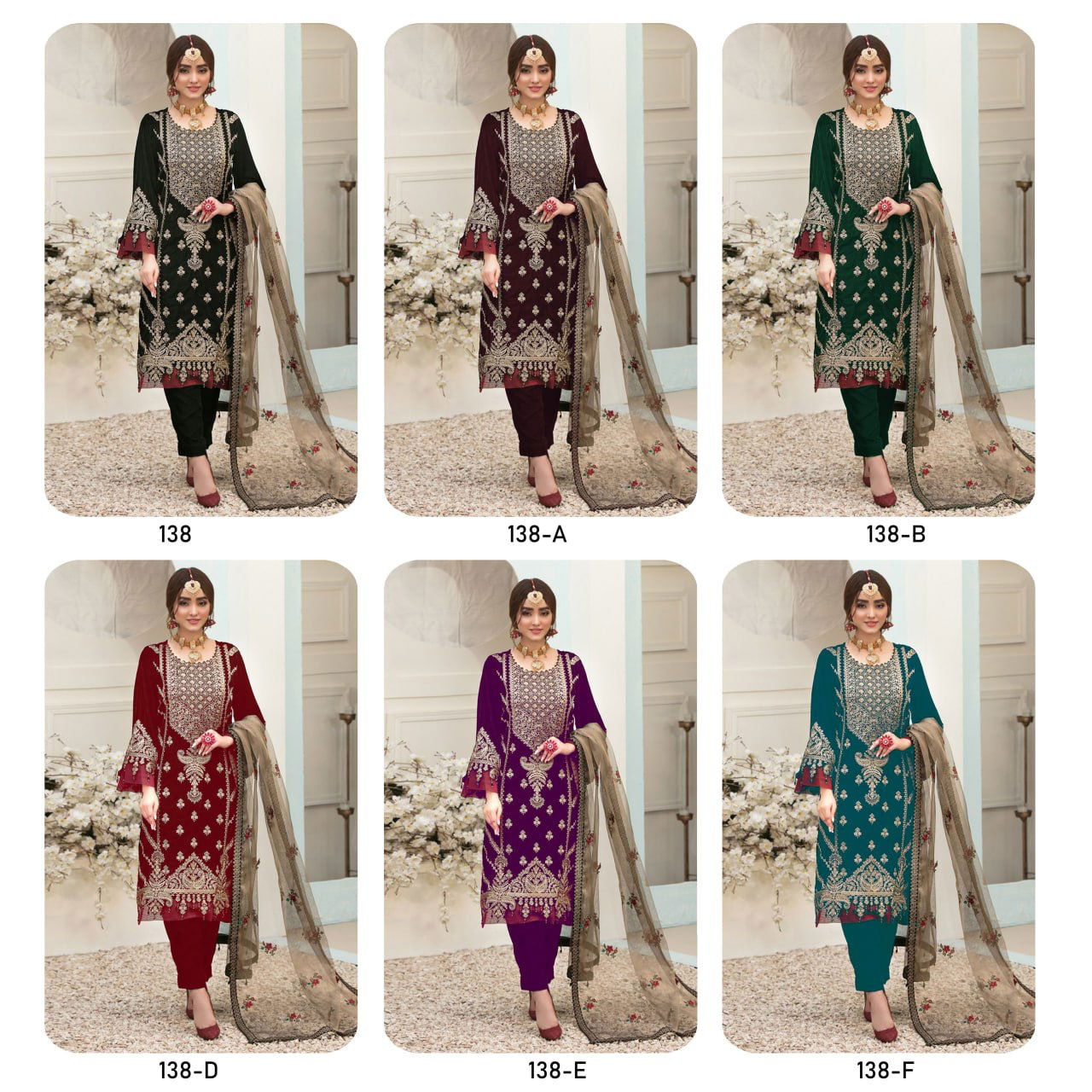 Kf 138 Festive Wear Embroidered Designer Wholesale Pakistani Suit Catalog