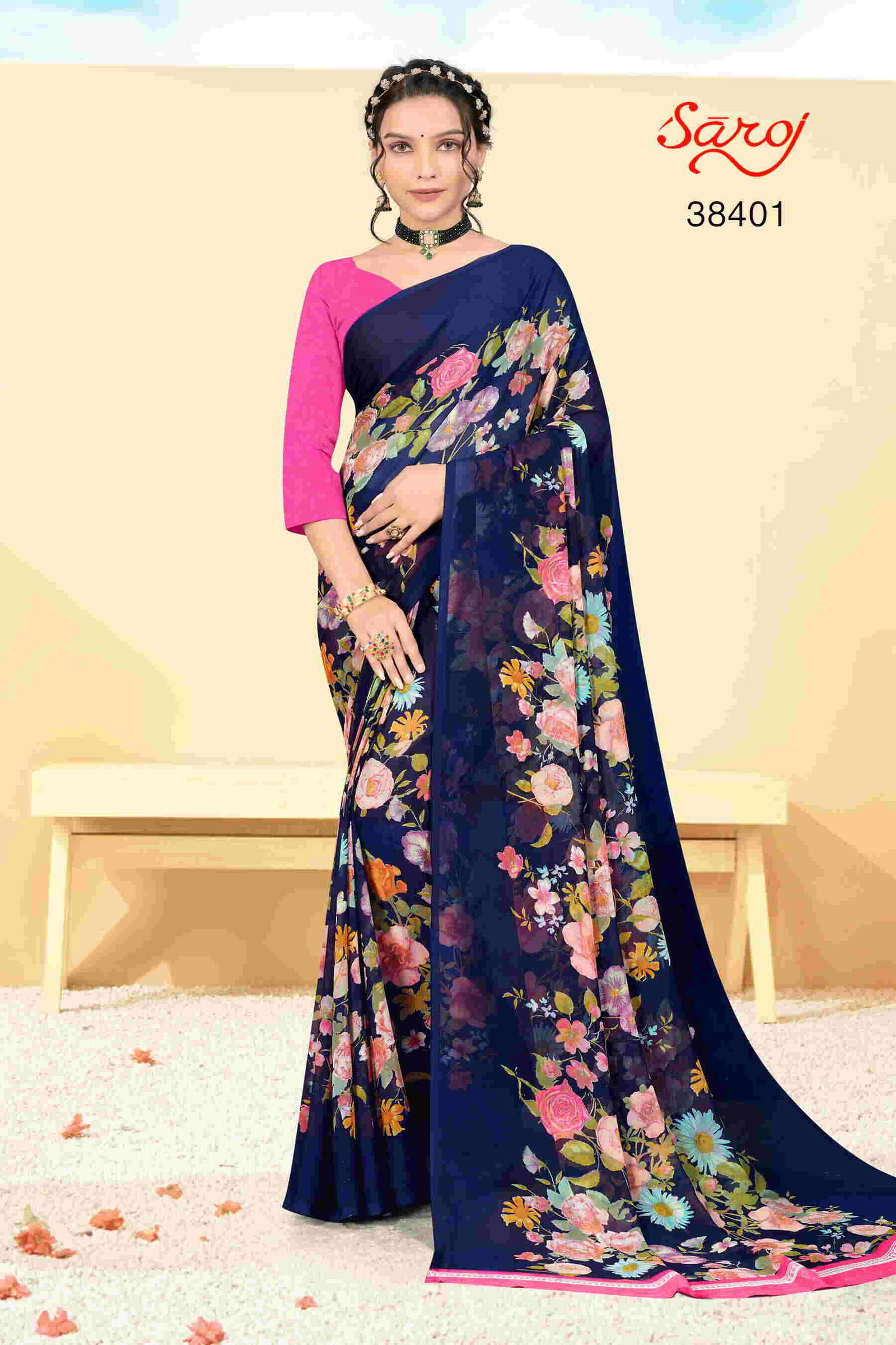 Saroj Spring Georgette 5 Ethnic Wear Wholesale Printed Georgette Sarees