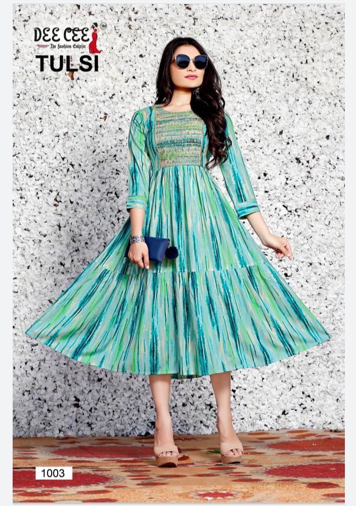 Deecee Tulsi Fancy Ethnic Wear Printed Wholesale Anarkali Kurtis Catalog