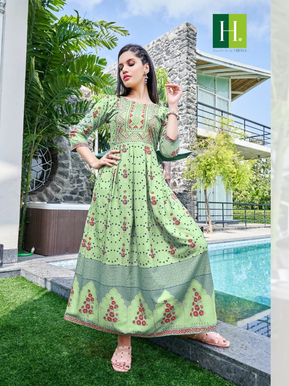 Hirwa Sunflower Vol 4 Printed Designer Wholesale Anarkali Kurti Catalog