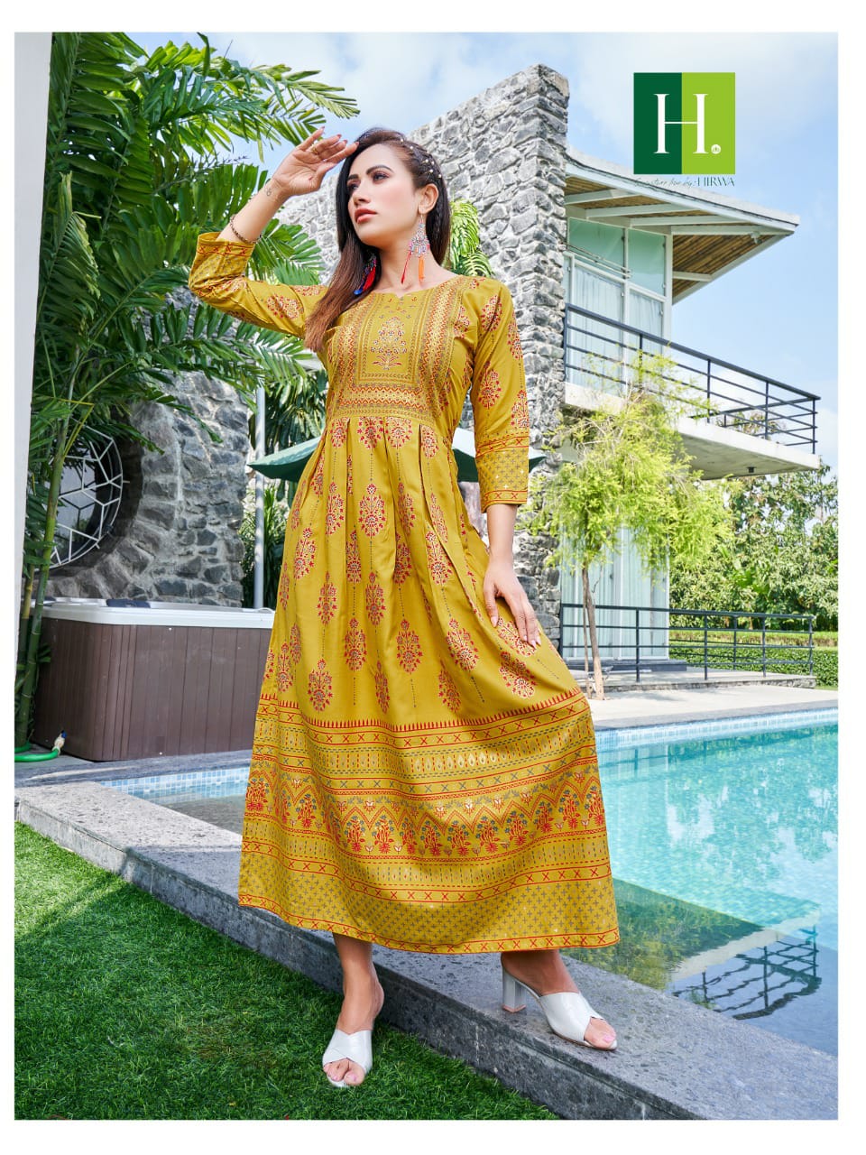 Hirwa Sunflower Vol 4 Printed Designer Wholesale Anarkali Kurti Catalog