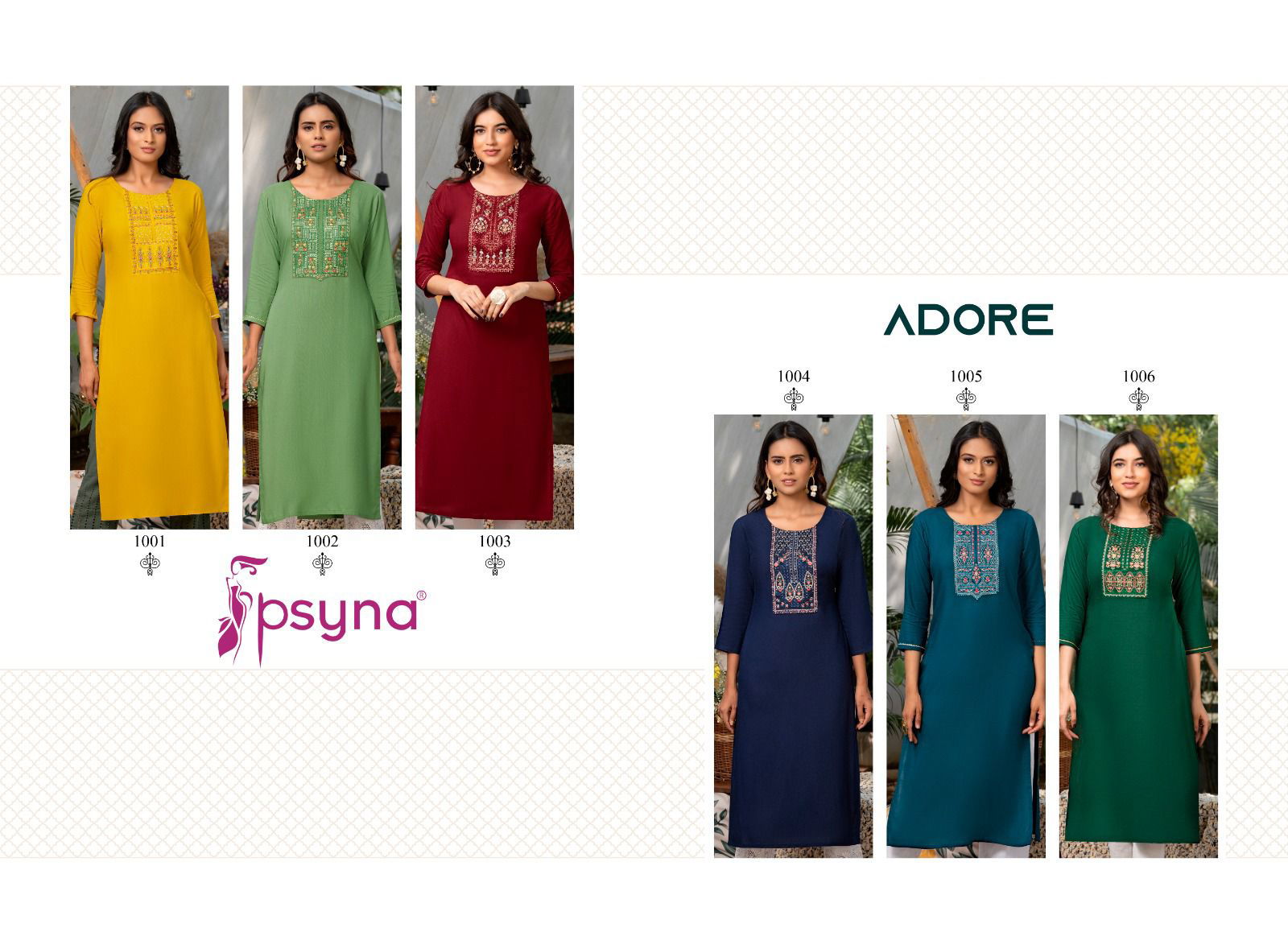 Psyna Adore Wholesale Embroidery Designer Kurti Catalog