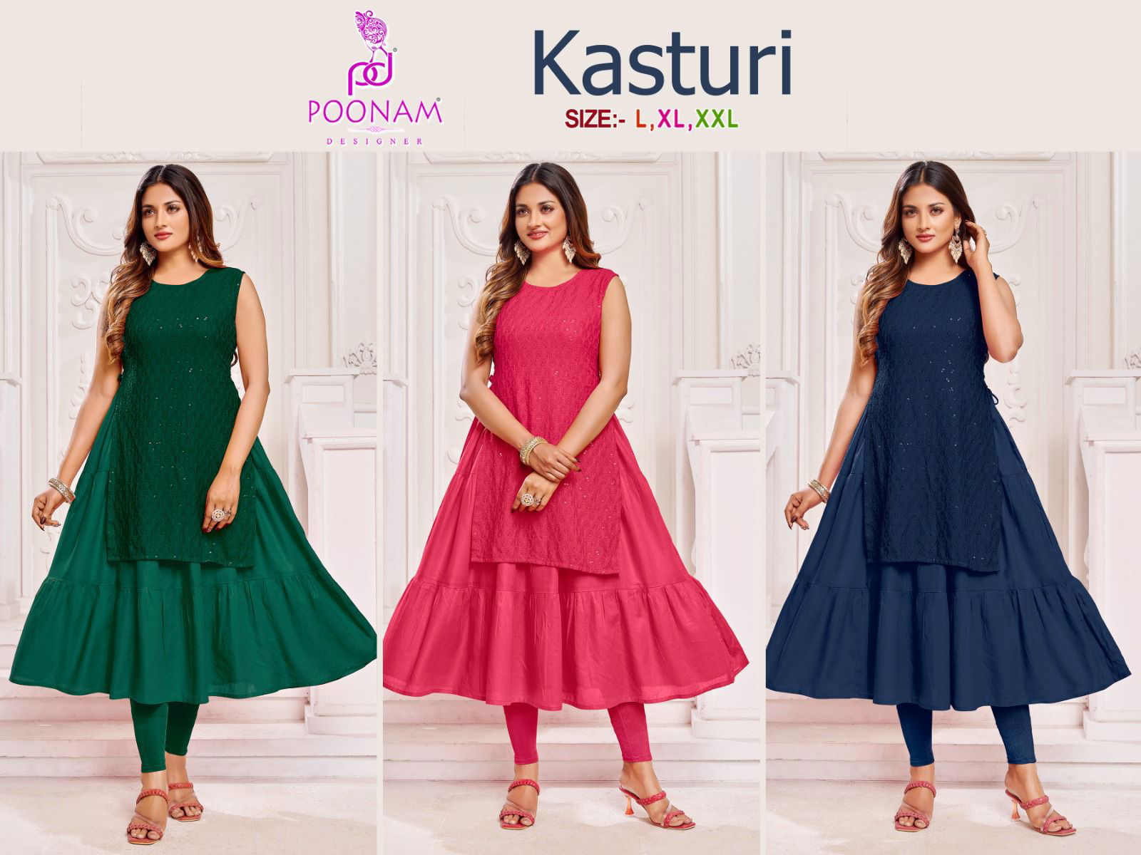 Poonam Kasturi Wholesale Designer Anarkali Kurtis Catalog