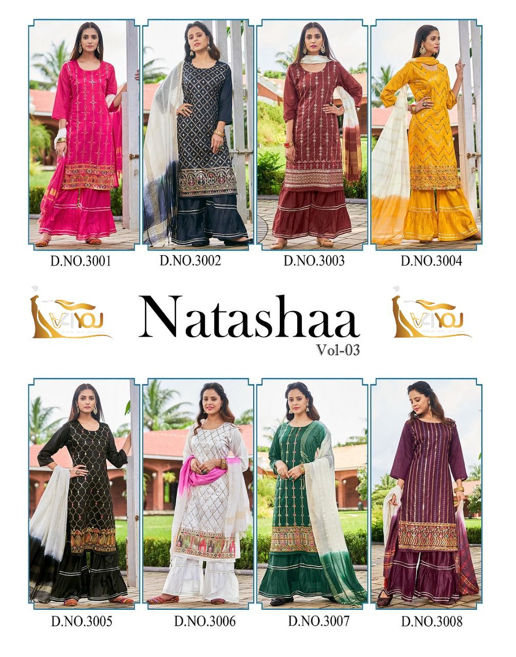 V4you Natashaa Vol 3 Ethnic Wear Wholesale Sharara Suits