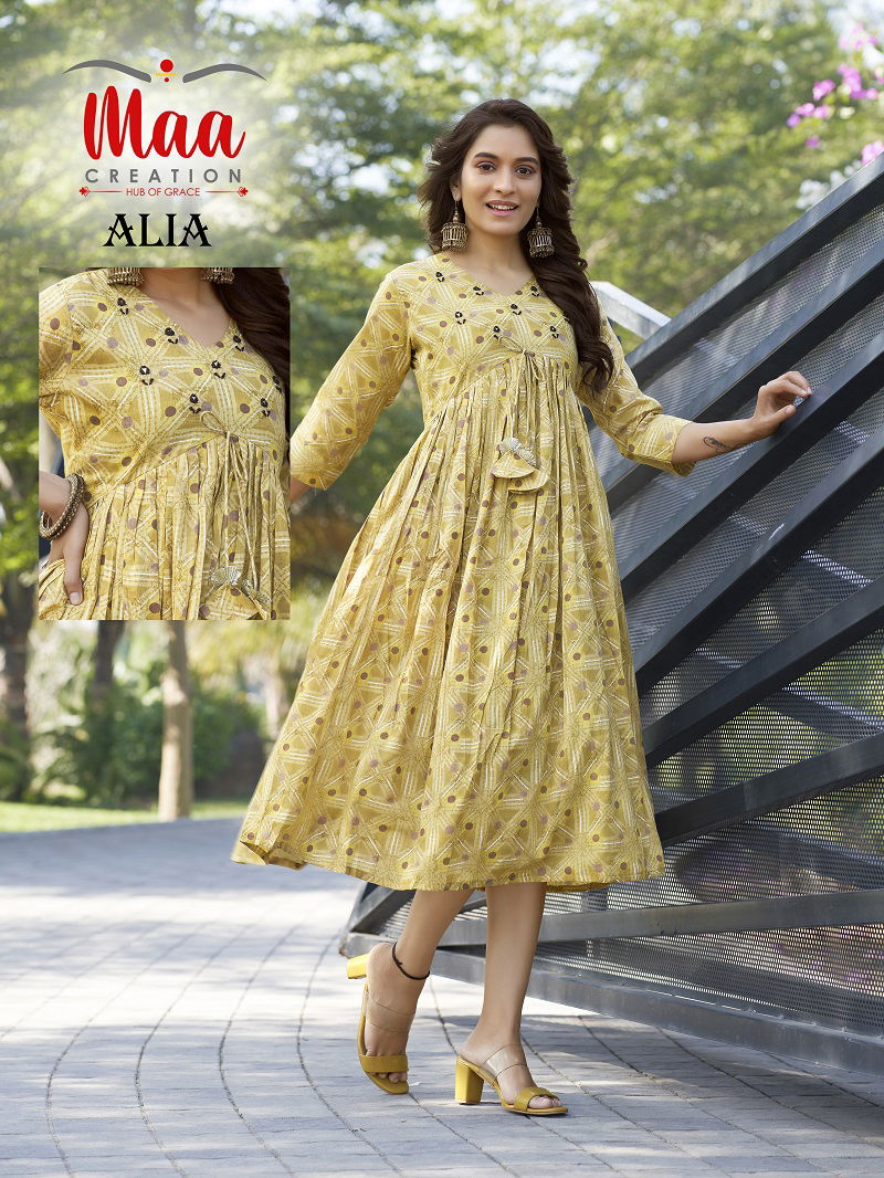 Maa Alia Size Set Wholesale Cotton Designer Kurtis Catalog