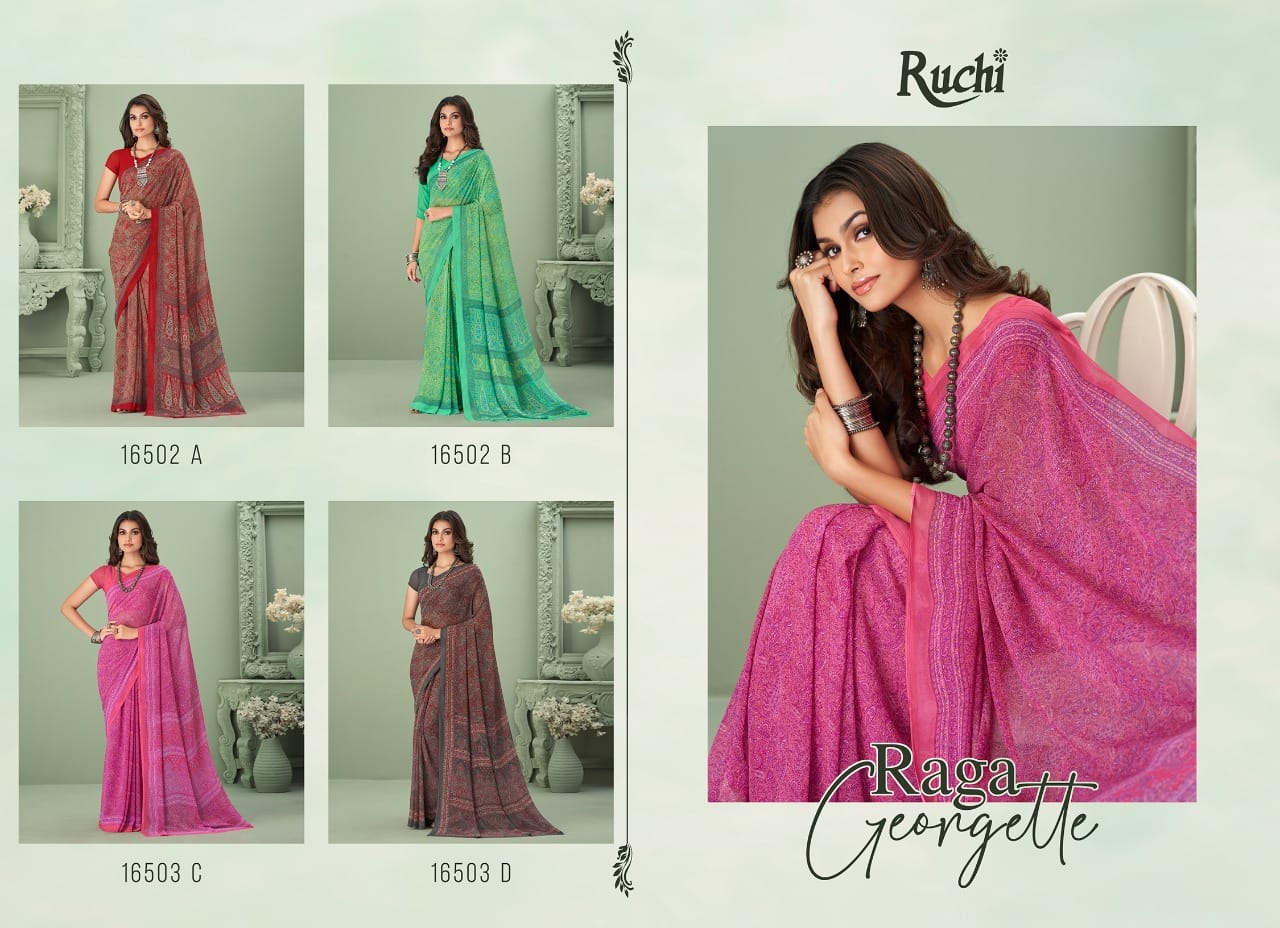 Ruchi Raga Wholesale Daily Wear Georgette Printed Sarees Catalog