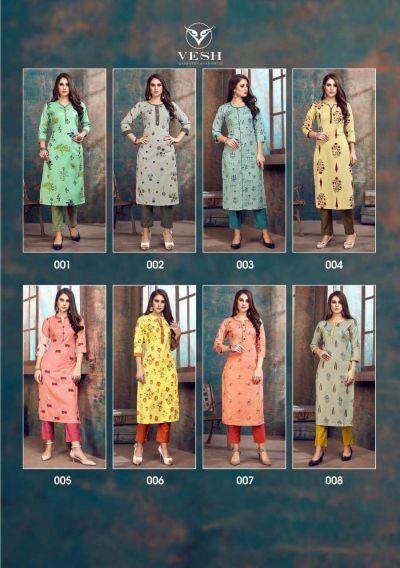 Vesh Veronica 001-008 Wholesale Printed Kurtis Catalog