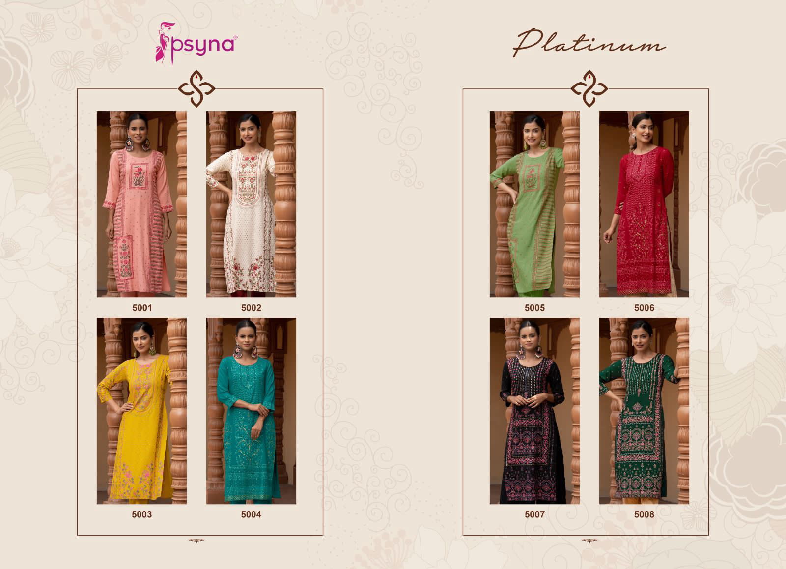 Psyna Platinum Vol 5 Wholesale Printed Kurtis Catalog