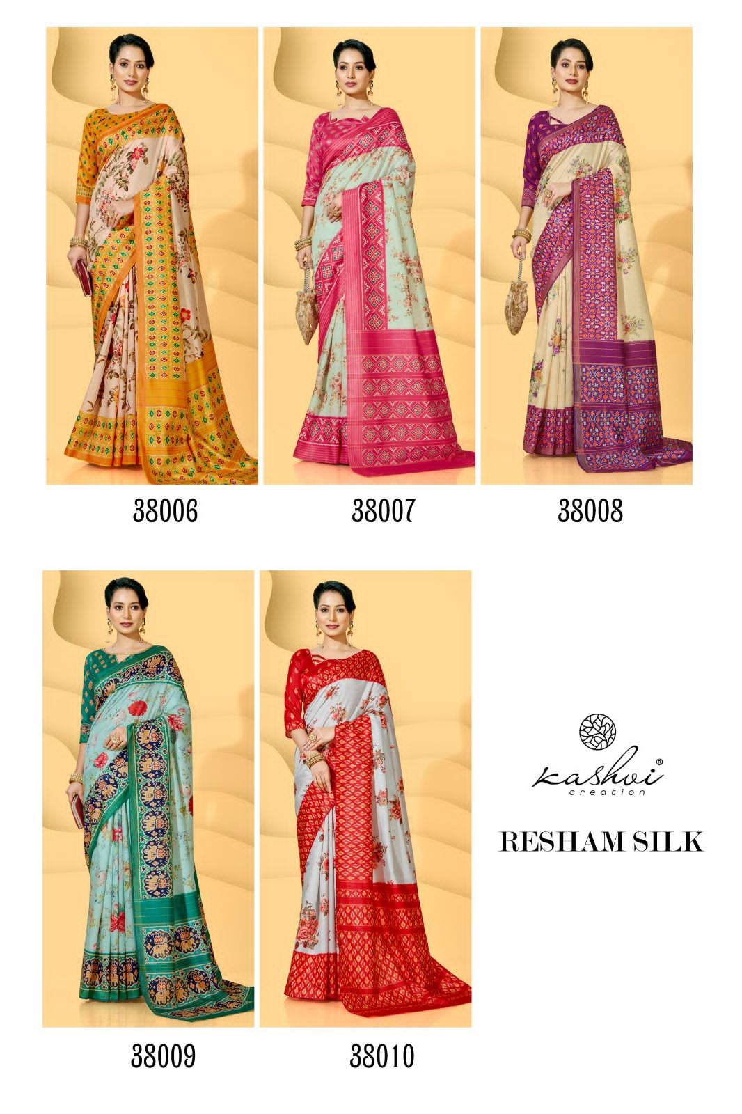 Kashvi Resham Silk 38001-38010 Wholesale Printed Sarees Catalog