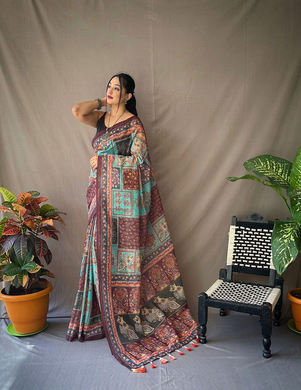 Cotton Kalamkari 3 Colors Cotton Sarees Catalog