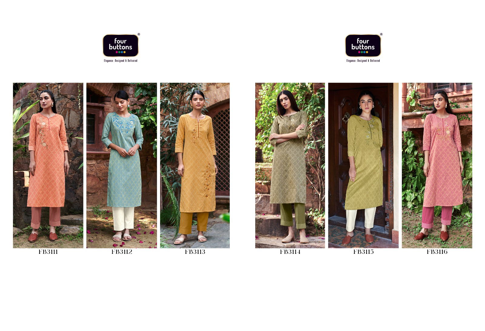 Raabta By Four Buttons 3111-3116 Kurtis With Bottom Catalog