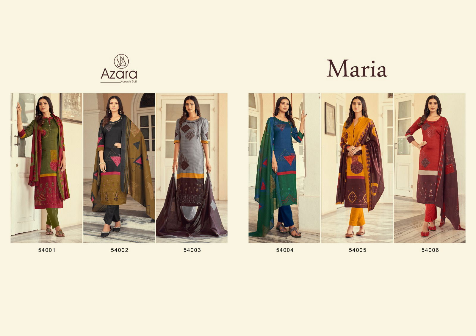 Azara Maria By Radhika 54001-54006  Cotton Dress Material Catalog