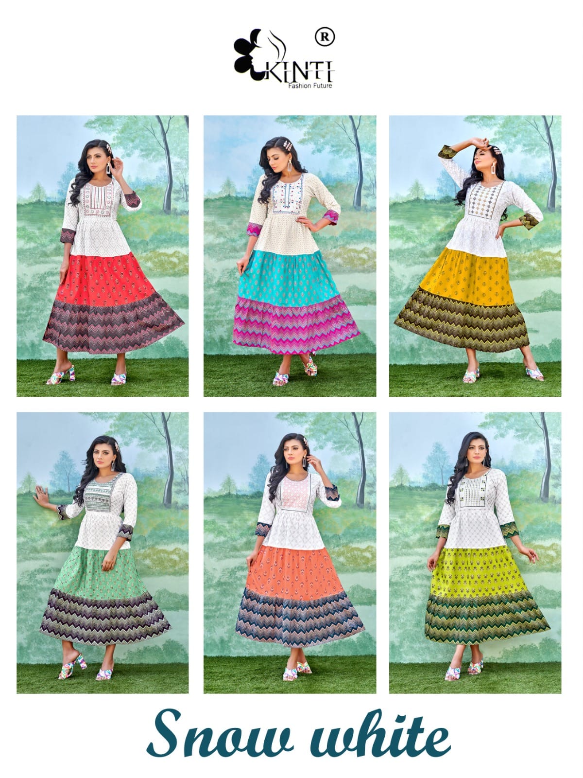 Snow White By Kinti Printed Anarkali Kurtis Catalog