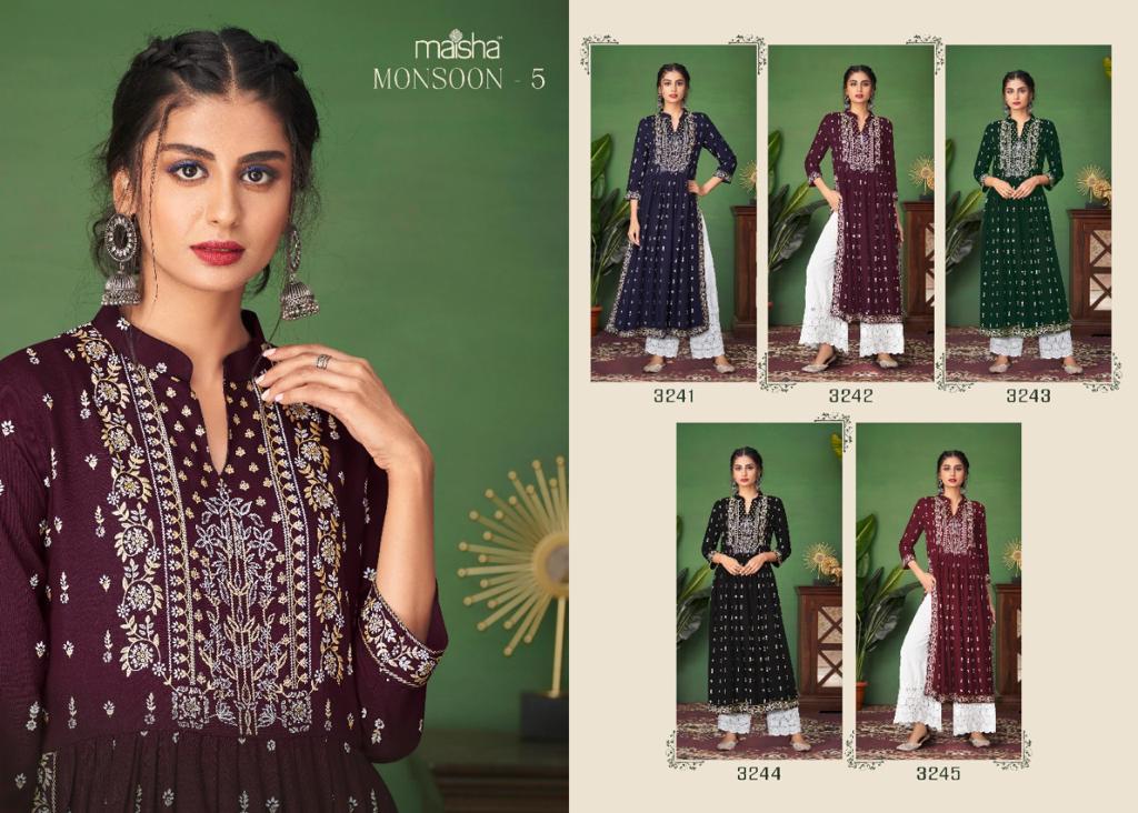 Monsoon 5 By Maisha 3241-3245 Kurti With Bottom Catalog