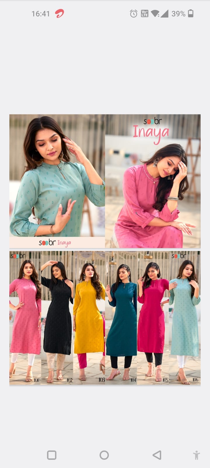 Soobr Inaya 101-106 Party Wear Kurtis Catalog