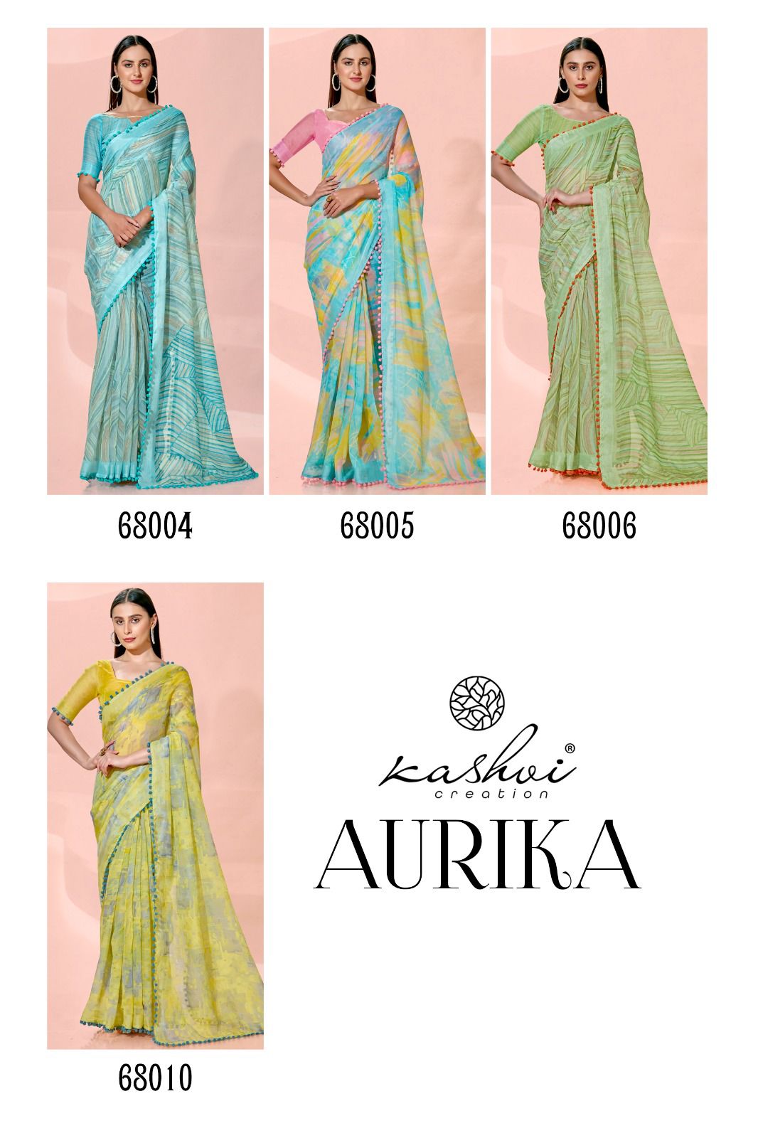 Aurika By Kashvi 68001-68010 Printed Sarees Catalog