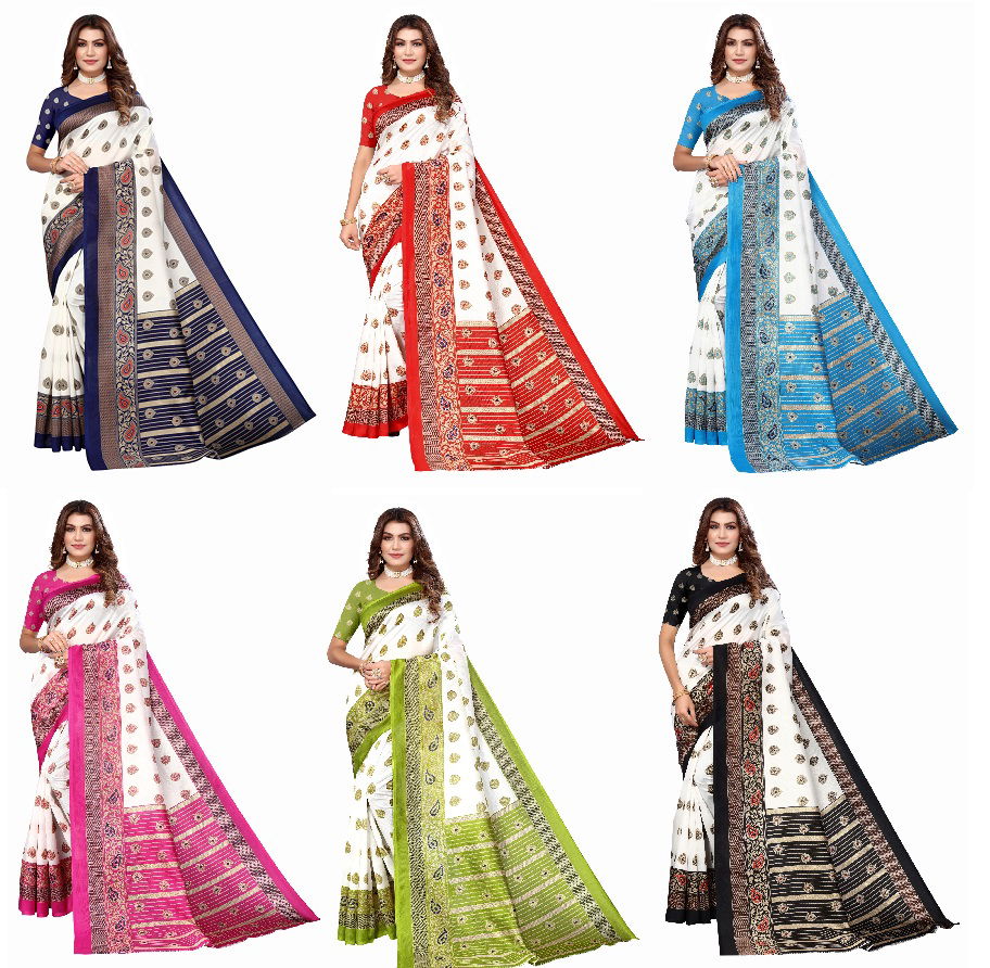 Printed Art Silk 20 Colors Daily Wear Sarees Catalog