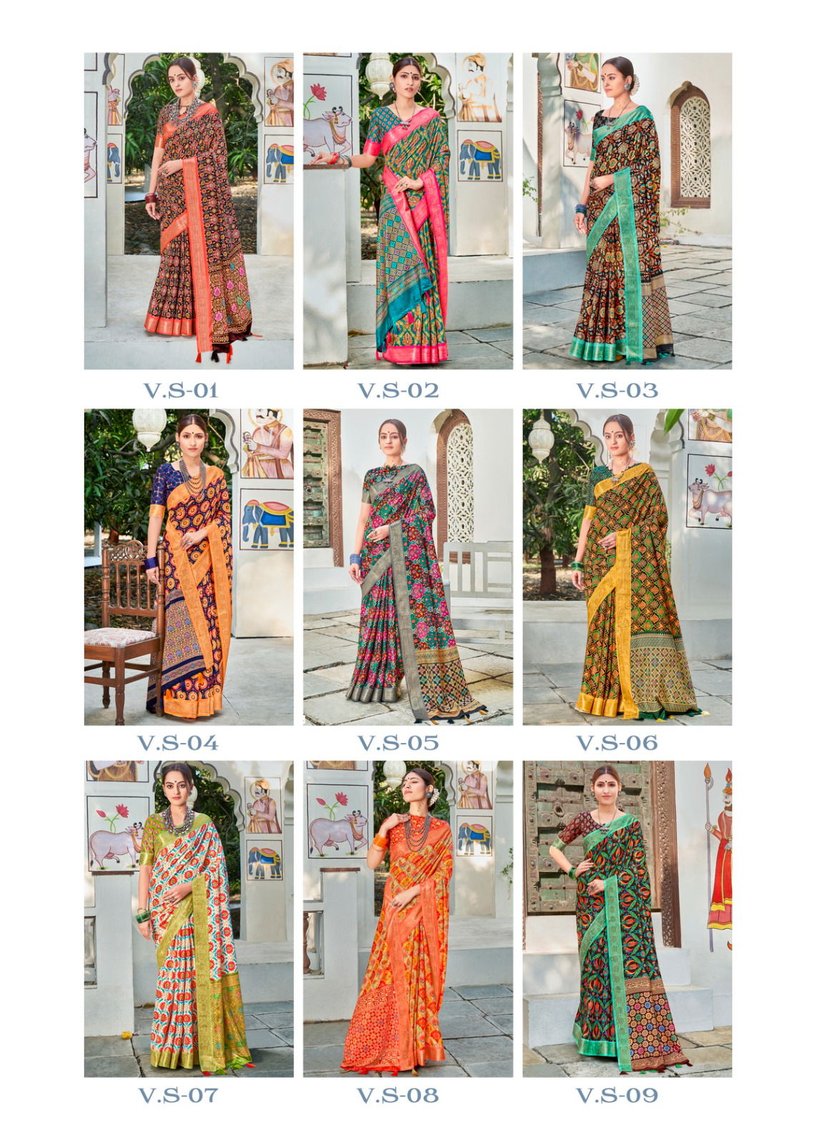 Vintage By Shvetambar V.s-01 To 09 Printed Sarees Catalog