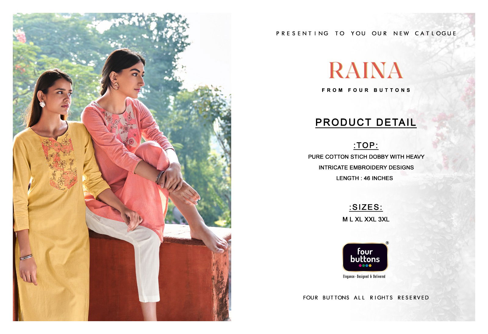 Raina By Four Buttons 3101-3106 Kurti With Bottom Catalog