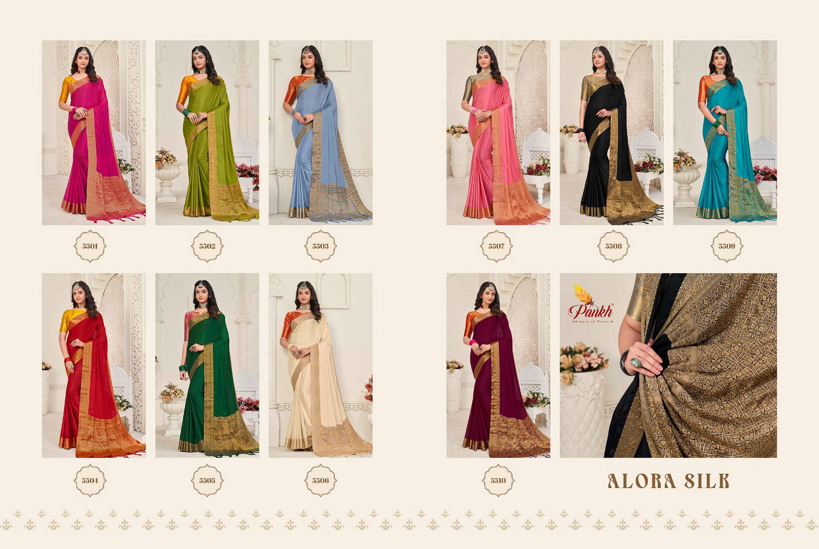 Alora Silk By Pankh 5501-5510 Party Wear Sarees Catalog