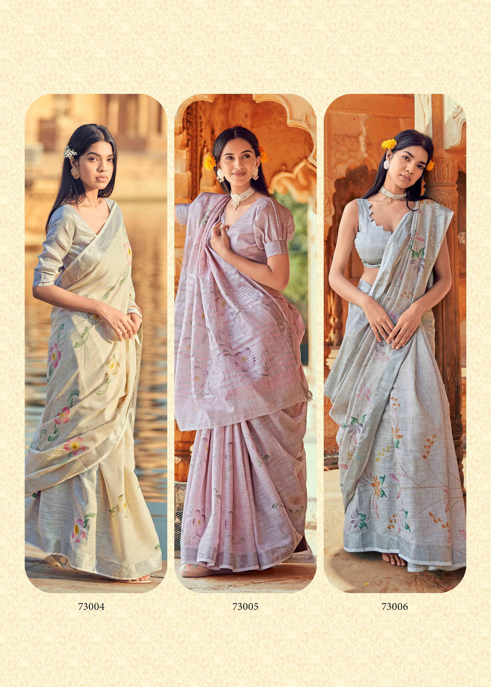 Ruby By Rajpath Linen Printed Sarees Catalog