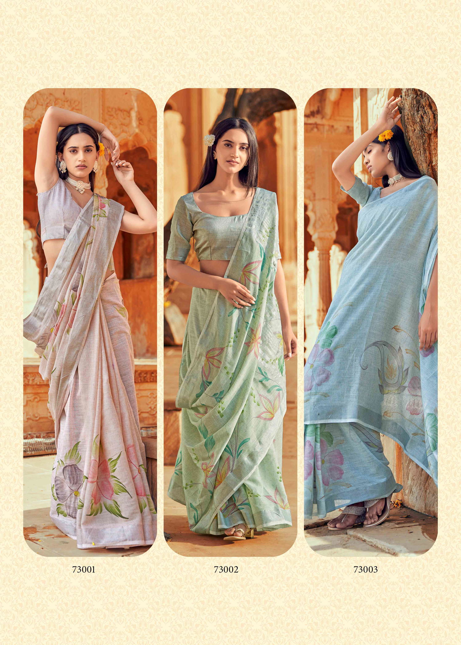 Ruby By Rajpath Linen Printed Sarees Catalog