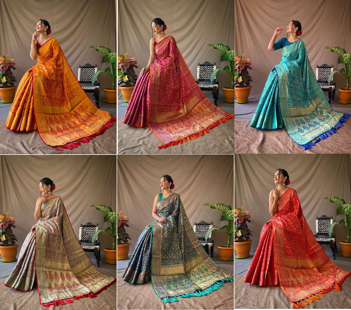 Patola 4 Occasinal Colors Party Wear Sarees Catalog