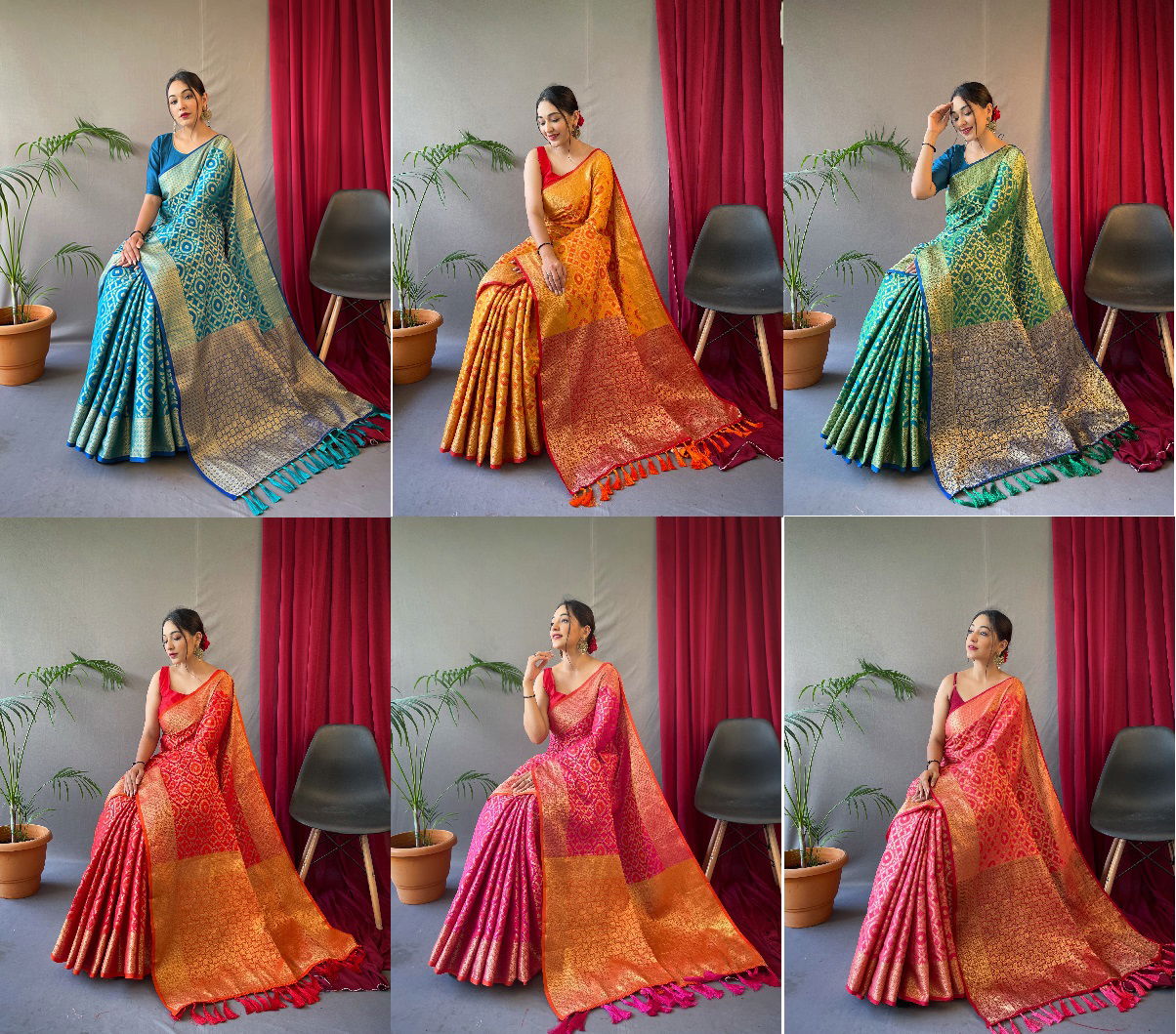 Patola 5 Colors Party Wear Sarees Catalog