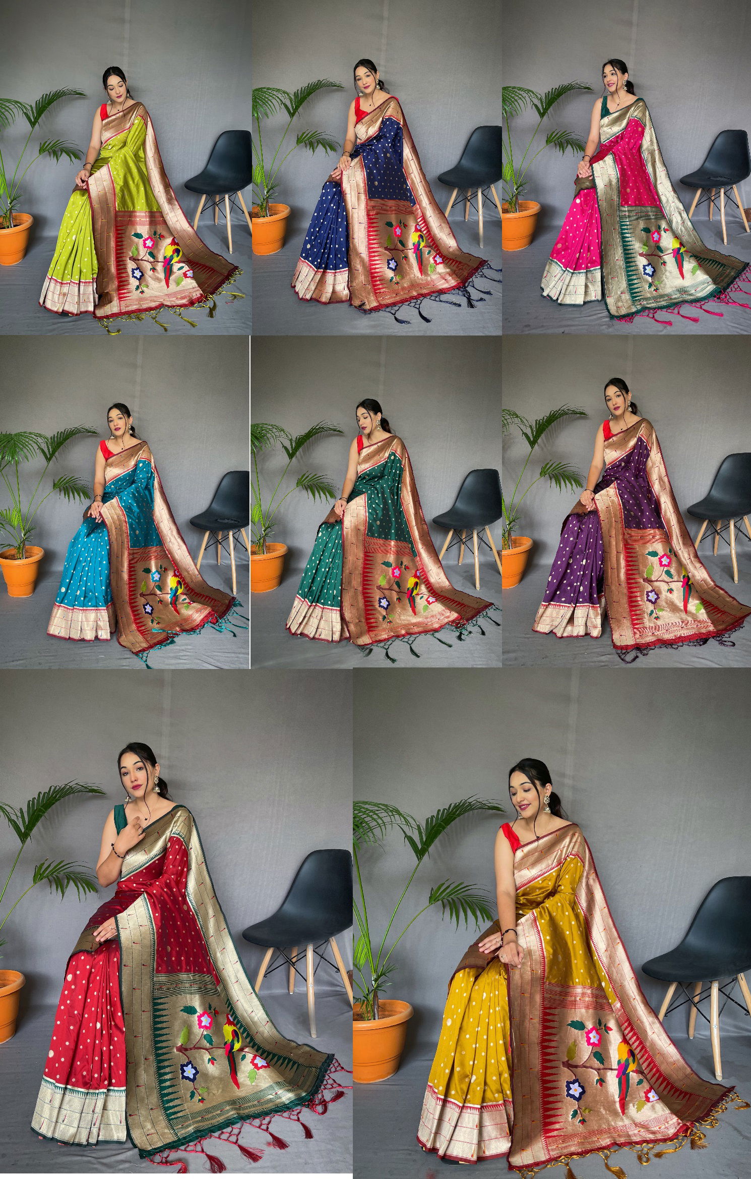 Polka Paithani Colors Set Party Wear Sarees Catalog