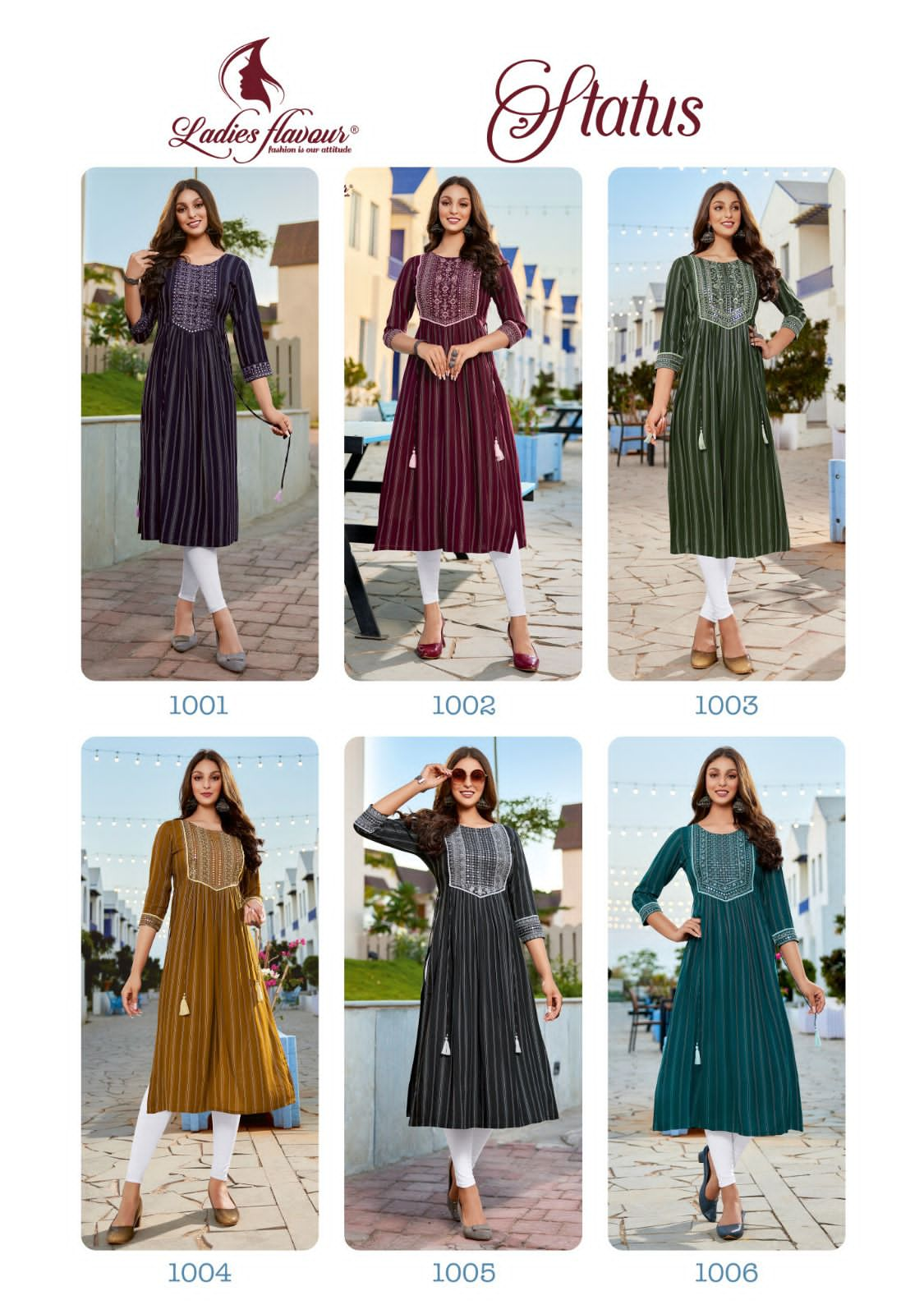 Status By Ladies Flavour 1001-1006 Nyra Cut Kurtis Catalog