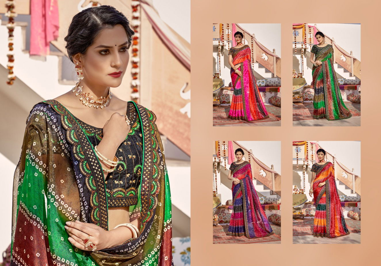 Ynf Bandhani Sequence Printed Sarees Catalog