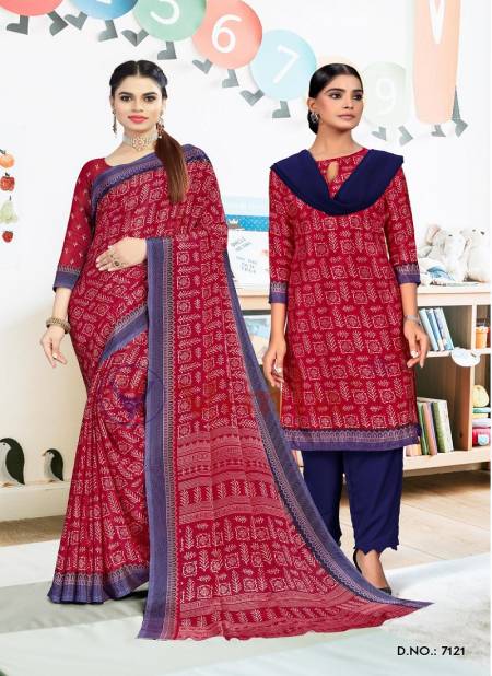 Tapsi Silk Vol 1 Silk Printed Uniform Dress With Saree Combo Catalog
