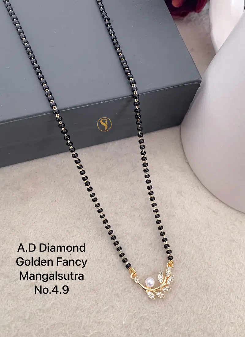 17 Daily Wear AD Diamond Golden Mangalsutra Wholesale Price In Surat
