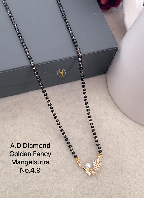 17 Daily Wear AD Diamond Golden Mangalsutra Wholesale Price In Surat
