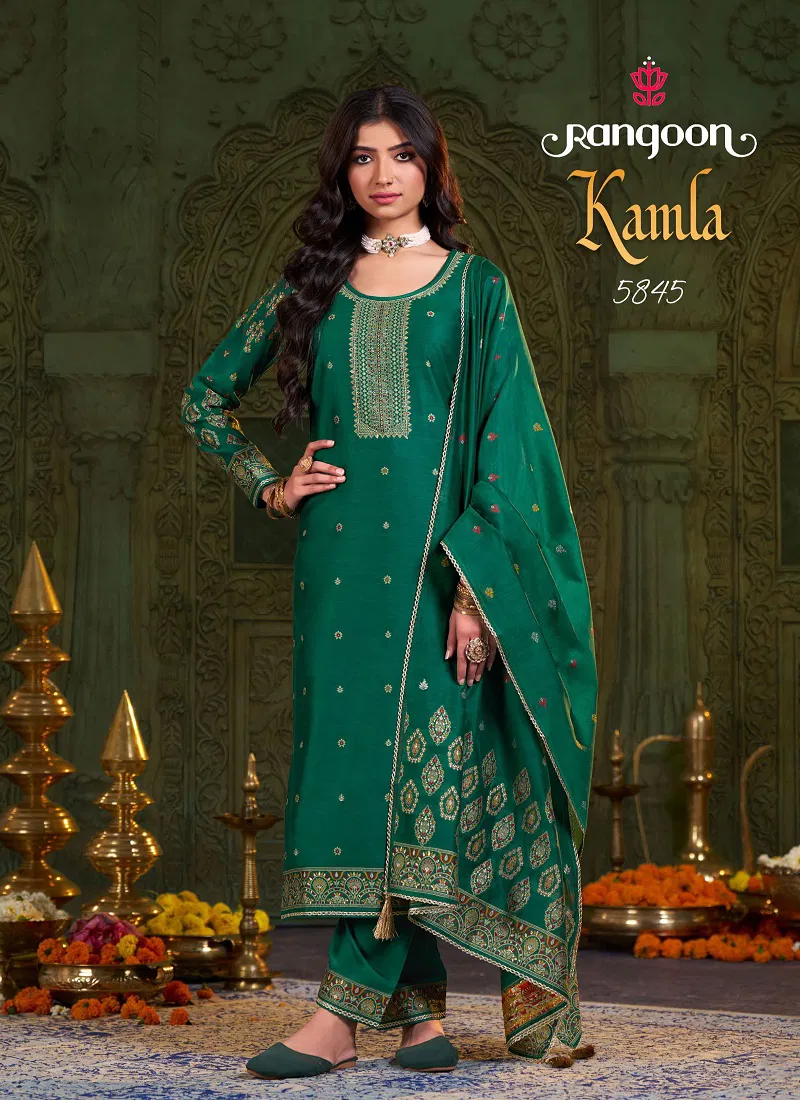 Kamla Jacquard  by Rangoon Khatli Handwork Kurti Bottom With Dupatta Catalog